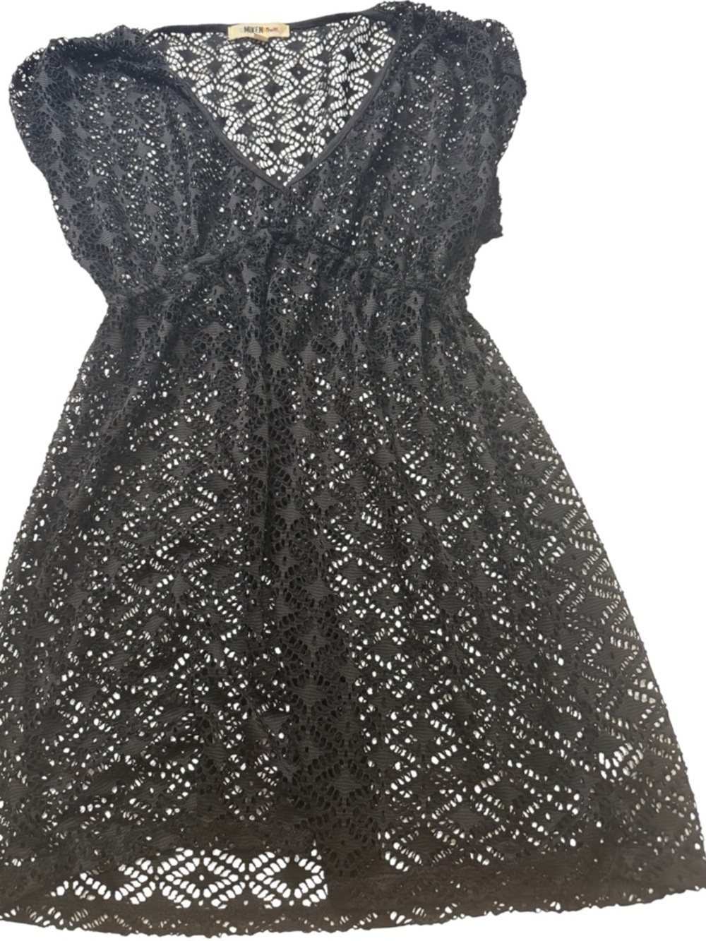 Miken Black Crochet Swim Coverup